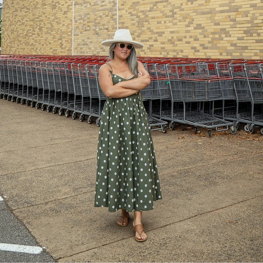En Saison Green Polka Dot Midi Dress - Picture 5 of 7
